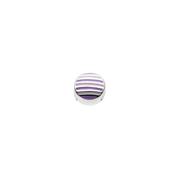 Multi-Purple Stripes Charm Bead - High-Polished Sterling Silver Rhodium - Add to a bracelet or necklace
