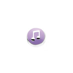 Purple Musical Note Charm Bead - High-Polished Sterling Silver Rhodium - Add to a bracelet or necklace/