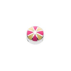 Fuchsia and Yellow Cartwheel Charm Bead - High-Polished Sterling Silver Rhodium - Add to a bracelet or necklace/
