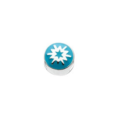 Blue Star Snowflake Charm Bead - High-Polished Sterling Silver Rhodium - Add to a bracelet or necklace/