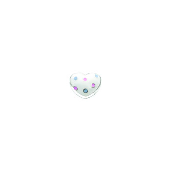 Adorable White Polka Dotted Heart Charm Bead - High-Polished Sterling Silver Rhodium - Add to a bracelet or necklace