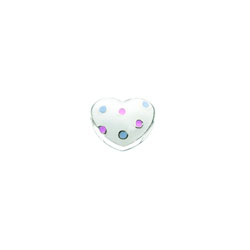 Adorable White Polka Dotted Heart Charm Bead - High-Polished Sterling Silver Rhodium - Add to a bracelet or necklace/