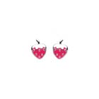 Adorable Little Girls Strawberry Earrings - Enameled Sterling Silver Rhodium Girls Earrings - Push-Back Posts - BEST SELLER