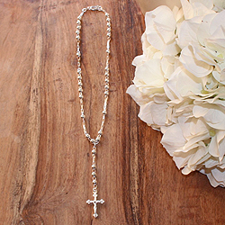 My First Rosary™ - Sterling Silver Rosary Necklace - Add an optional engravable charm and birthstone to personalize - BEST SELLER/