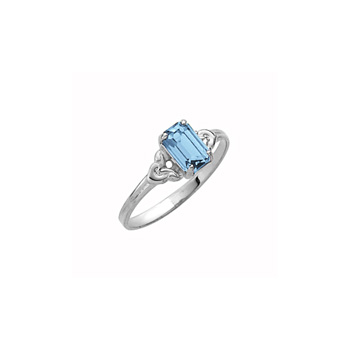 Kid's Birthstone Rings for Girls - Sterling Silver Rhodium Girls Synthetic Aquamarine March Birthstone Ring - Size 4 - Perfect for Grade School Girls, Tweens, or Teens