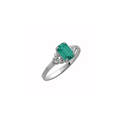 Kid's Birthstone Rings for Girls - Sterling Silver Rhodium Girls Synthetic Emerald May Birthstone Ring - Size 4 - Perfect for Grade School Girls, Tweens, or Teens/
