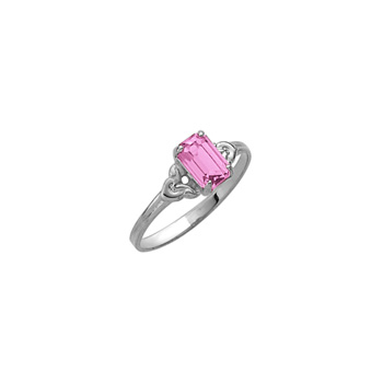 Kid's Birthstone Rings for Girls - Sterling Silver Rhodium Girls Synthetic Pink Tourmaline October Birthstone Ring - Size 4 - Perfect for Grade School Girls, Tweens, or Teens - BEST SELLER