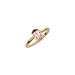 Little Girls Adorable Pink Ladybug Ring - 10K Yellow Gold Ladybug Ring - Size 3 1/2 - Perfect for Toddlers and Grade School Girls - BEST SELLER/