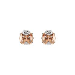 Little Girls Rose Gold Diamond Ladybug Earrings/