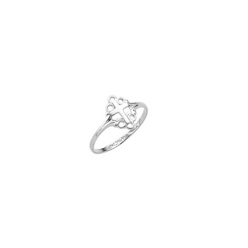 In Faith and Love - Sterling Silver Rhodium Little Girls Cross Ring - Size 4 Child Ring - BEST SELLER