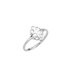In Faith and Love - Sterling Silver Rhodium Little Girls Cross Ring - Size 4 Child Ring - BEST SELLER/