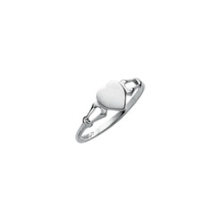 Little Girls Engravable Heart Signet Ring - Sterling Silver Rhodium - Size 4/