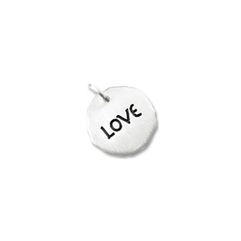 Rembrandt Sterling Silver Love Charm – Engravable on back - Add to a bracelet or necklace