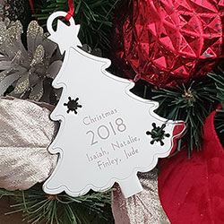 Silver Christmas Tree Ornament - Engravable/