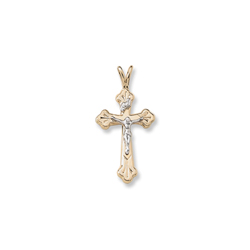 Two-Tone Crucifix Confirmation Cross for Girls or Boys - 14K Yellow Gold Two-Tone - 14K Yellow Gold 18