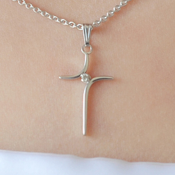 Girls Heirloom Diamond Cross Communion Necklace/