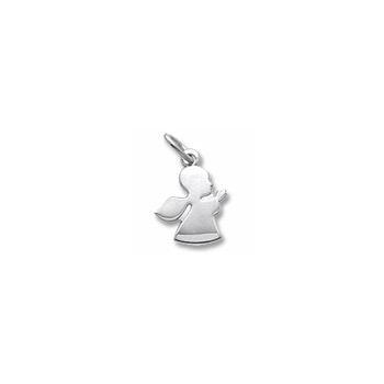 Rembrandt 14K White Gold Angel in Prayer Charm (Small) – Engravable on back - Add to a bracelet or necklace 