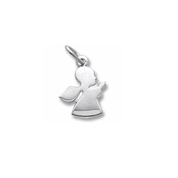 Rembrandt 14K White Gold Angel in Prayer Charm (Small) – Engravable on back - Add to a bracelet or necklace /