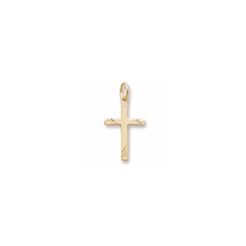 Rembrandt 14K Yellow Gold Diamond-Cut Medium Cross Charm – Add to a bracelet or necklace