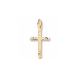 Rembrandt 14K Yellow Gold Diamond-Cut Medium Cross Charm – Add to a bracelet or necklace/
