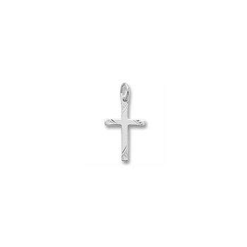Rembrandt 14K White Gold Diamond-Cut Medium Cross Charm – Add to a bracelet or necklace