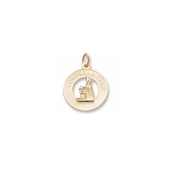 Rembrandt 14K Yellow Gold Girl's Confirmation Charm – Engravable on back - Add to a bracelet or necklace