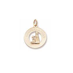 Rembrandt 14K Yellow Gold Girl's Confirmation Charm – Engravable on back - Add to a bracelet or necklace/