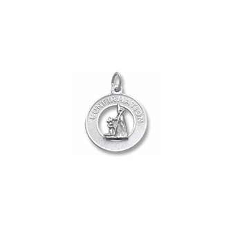 Rembrandt 14K White Gold Girl's Confirmation Charm – Engravable on back - Add to a bracelet or necklace