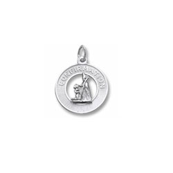 Rembrandt 14K White Gold Girl's Confirmation Charm – Engravable on back - Add to a bracelet or necklace/