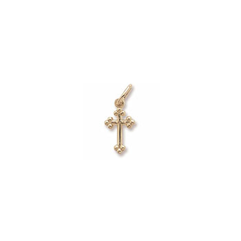 Rembrandt 14K Yellow Gold Heirloom Tiny Cross Charm – Add to a bracelet or necklace 