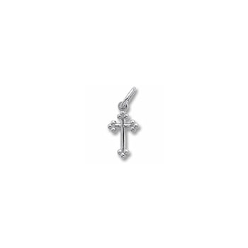 Rembrandt 14K White Gold Heirloom Tiny Cross Charm – Add to a bracelet or necklace 