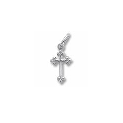 Rembrandt 14K White Gold Heirloom Tiny Cross Charm – Add to a bracelet or necklace /