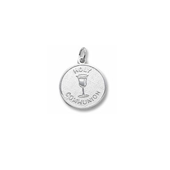 Keepsake Holy Communion Gifts - Rembrandt 14K White Gold Holy Communion Charm (Medium) – Engravable on back - Add to a bracelet or necklace