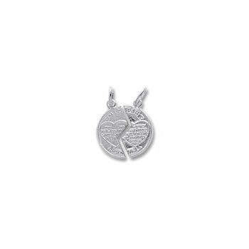 Rembrandt 14K White Gold Mizpah (Loss or Separation) Charm – Engravable on back - Add to a bracelet or necklace