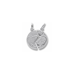 Rembrandt 14K White Gold Mizpah (Loss or Separation) Charm – Engravable on back - Add to a bracelet or necklace/