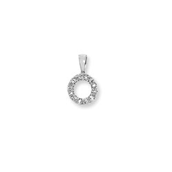 Circle of Diamonds - Little Girls Genuine Diamond 14K White Gold Tiny Diamond Circular Pendant Necklace - Includes a 15