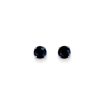 September Birthstone 14K White Gold Earrings for Tweens, Teens, and Women - 5mm Genuine Blue Sapphire Gemstone - Push back posts