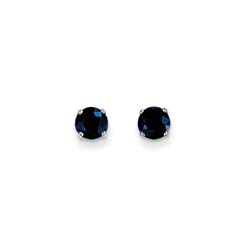 September Birthstone 14K White Gold Earrings for Tweens, Teens, and Women - 5mm Genuine Blue Sapphire Gemstone - Push back posts/