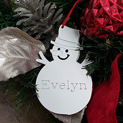 Silver Snowman Ornament - Engravable/