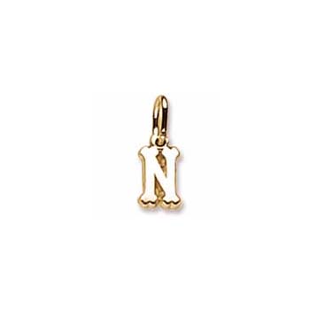 Rembrandt 14K Yellow Gold Tiny Initial N Charm – Add to a bracelet or necklace