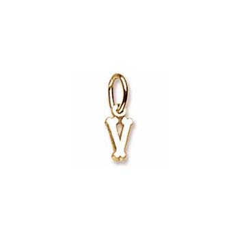 Rembrandt 14K Yellow Gold Tiny Initial V Charm – Add to a bracelet or necklace