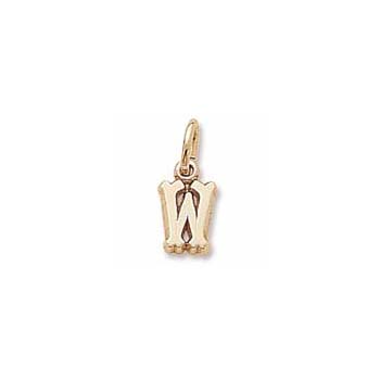Rembrandt 14K Yellow Gold Tiny Initial W Charm – Add to a bracelet or necklace
