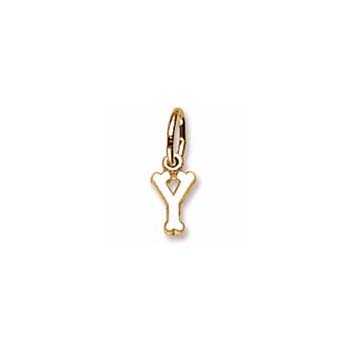 Rembrandt 14K Yellow Gold Tiny Initial Y Charm – Add to a bracelet or necklace - BEST SELLER