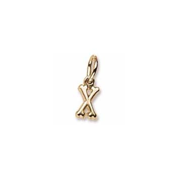 Rembrandt 10K Yellow Gold Tiny Initial X Charm – Add to a bracelet or necklace