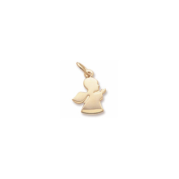 Rembrandt 10K Yellow Gold Angel in Prayer Charm (Small) – Engravable on back - Add to a bracelet or necklace 