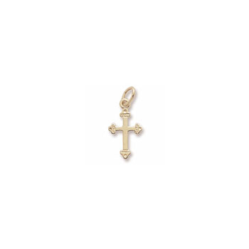 Rembrandt 10K Yellow Gold Fancy Tiny Cross Charm – Add to a bracelet or necklace