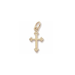 Rembrandt 10K Yellow Gold Fancy Tiny Cross Charm – Add to a bracelet or necklace/