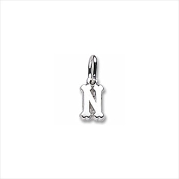 Rembrandt 14K White Gold Tiny Initial N Charm – Add to a bracelet or necklace