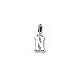 Rembrandt 14K White Gold Tiny Initial N Charm – Add to a bracelet or necklace/