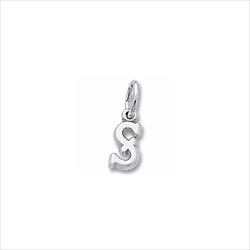 Rembrandt 14K White Gold Tiny Initial S Charm – Add to a bracelet or necklace/